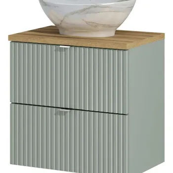Set mobiler baie, dulap cu lavoar, 60 cm S Un Pati, Line Reed Green Oak, Comad, MDF/PAL laminat, verde reed imagine