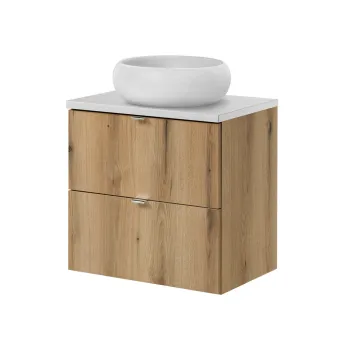 Set mobiler baie, dulap cu lavoar, 60 cm S Un Wik, Nova Oak White, Comad, MDF/PAL laminat, stejar coast evoke imagine