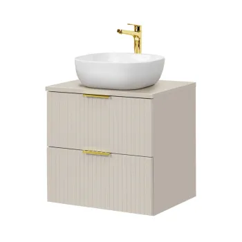 Set mobiler baie, dulap cu lavoar, 60 cm Smile, Adel Cashmere, Comad, MDF/PAL laminat, casmir mat imagine