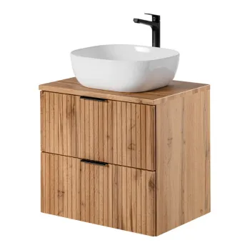 Set mobiler baie, dulap cu lavoar, 60 cm Smile, Adel Oak, Comad, MDF/PAL laminat, stejar wotan imagine