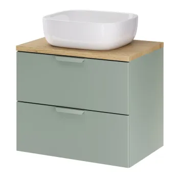 Set mobiler baie, dulap cu lavoar, 60 cm Smile, Aster Green Cremona, Comad, MDF/PAL laminat, verde mat imagine