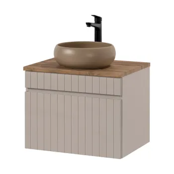 Set mobiler baie, dulap cu lavoar, 60 cm Wiki, Iconic Cashmere, Comad, MDF/PAL laminat, casmir mat imagine