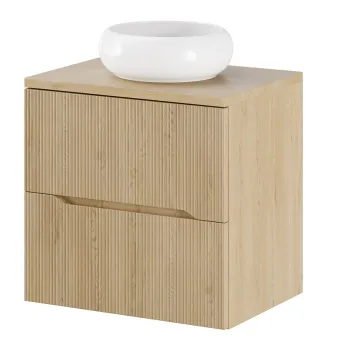 Set mobiler baie, dulap cu lavoar, 60 cm Wiki, Nordic Cremona, Comad, MDF/PAL laminat, stejar cremona imagine
