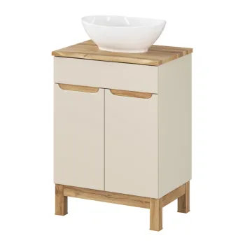 Set mobiler baie, dulap cu lavoar, 60 cm Wotan, Bali Cashmere, Comad, MDF/PAL laminat, casmir mat imagine