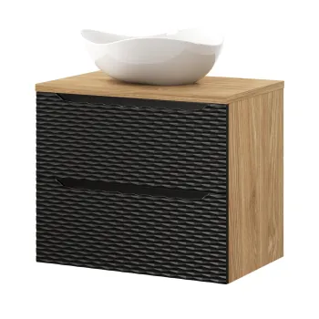 Set mobiler baie, dulap cu lavoar, 70 cm S Cloud, Ocean Black, Comad, MDF/PAL laminat, negru mat/stejar imagine