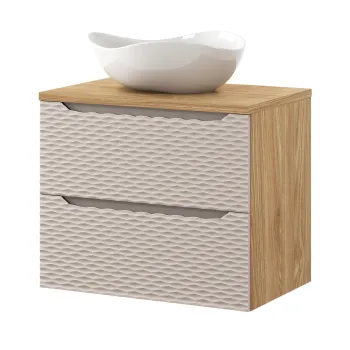 Set mobiler baie, dulap cu lavoar, 70 cm S Un Cloud, Ocean Beige, Comad, MDF/PAL laminat, stejar imagine