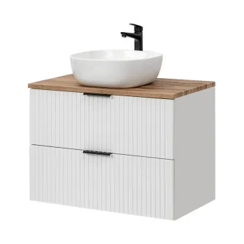 Set mobiler baie, dulap cu lavoar, 80 cm, Adel White, Comad, MDF/PAL laminat, alb mat imagine