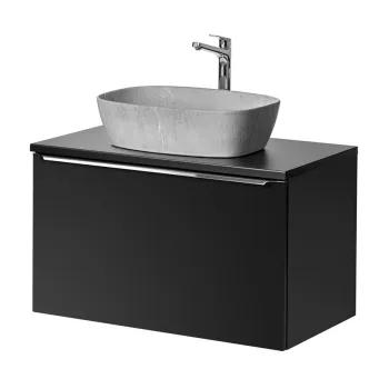 Set mobiler baie, dulap cu lavoar, 80 cm Anna, Santa Fe Black, Comad, MDF/PAL laminat, negru mat imagine