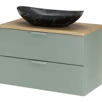 Set mobiler baie, dulap cu lavoar, 80 cm, Aster Green Cremona, Comad, MDF/PAL laminat, verde mat imagine