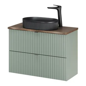 Set mobiler baie, dulap cu lavoar, 80 cm Beyond, Line Reed Green, Comad, MDF/PAL laminat, verde reed imagine
