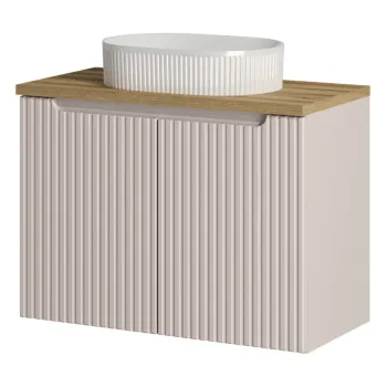 Set mobiler baie, dulap cu lavoar, 80 cm D Un Beyond, Nova Cashmere Oak, Comad, MDF/PAL laminat, casmir mat imagine