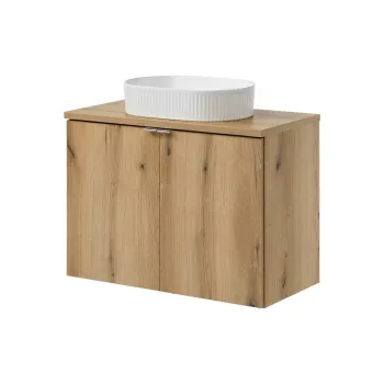 Set mobiler baie, dulap cu lavoar, 80 cm D Un Beyond, Nova Oak, Comad, PAL laminat, stejar coast evoke imagine
