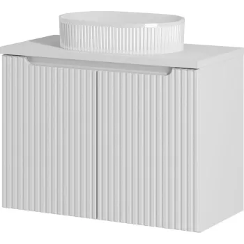 Set mobiler baie, dulap cu lavoar, 80 cm D Un Beyond, Nova White, Comad, MDF/PAL laminat, alb mat imagine