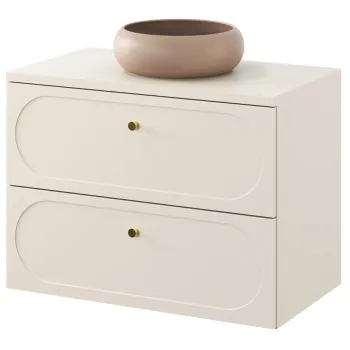 Set mobiler baie, dulap cu lavoar, 80 cm, Donna Sand, Comad, MDF/PAL laminat, nisipiu imagine