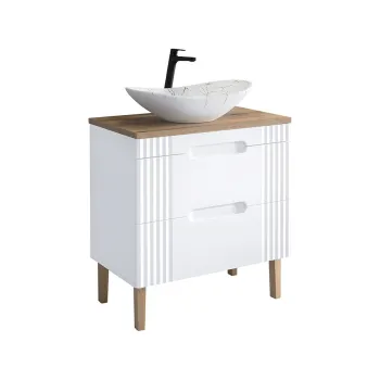 Set mobiler baie, dulap cu lavoar, 80 cm, Fiji White, Comad, MDF/PAL laminat, alb imagine