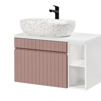 Set mobiler baie, dulap cu lavoar, 80 cm, Iconic Rose, Comad, MDF/PAL laminat, alb imagine