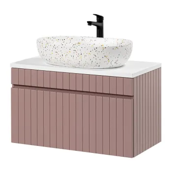 Set mobiler baie, dulap cu lavoar, 80 cm, Iconic Rose, Comad, MDF, roz antic imagine