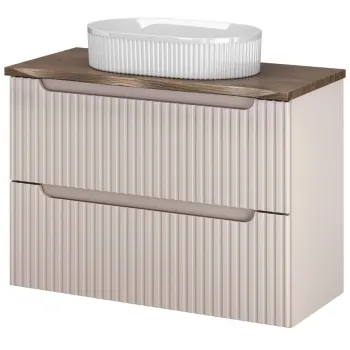 Set mobiler baie, dulap cu lavoar, 80 cm, Nova Cashmere Natural, Comad, MDF/PAL laminat, casmir mat imagine