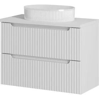Set mobiler baie, dulap cu lavoar, 80 cm S Beyond, Nova White, Comad, MDF/PAL laminat, alb mat imagine