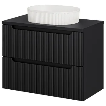 Set mobiler baie, dulap cu lavoar, 80 cm S Un Beyond, Nova Black, Comad, MDF/PAL laminat, negru mat imagine
