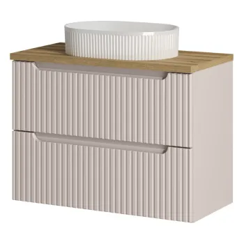 Set mobiler baie, dulap cu lavoar, 80 cm S Un Beyond, Nova Cashmere Oak, Comad, MDF/PAL laminat, casmir mat imagine