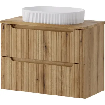Set mobiler baie, dulap cu lavoar, 80 cm S Un Beyond, Nova Coast Evoke Oak, Comad, MDF/PAL laminat, stejar coast evoke imagine