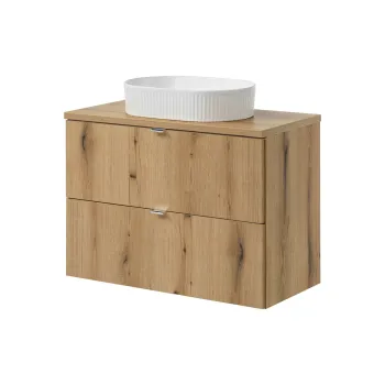 Set mobiler baie, dulap cu lavoar, 80 cm S Un Beyond, Nova Oak, Comad, PAL laminat, stejar coast evoke imagine