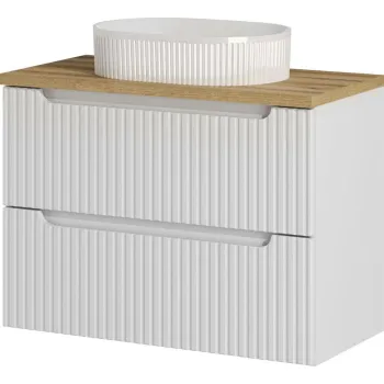 Set mobiler baie, dulap cu lavoar, 80 cm S Un Beyond, Nova White, Comad, MDF/PAL laminat, alb mat imagine