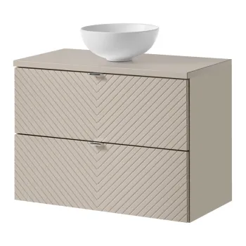 Set mobiler baie, dulap cu lavoar, 80 cm S Un Domi, Viva Cashmere, Comad, MDF/PAL laminat, casmir mat imagine
