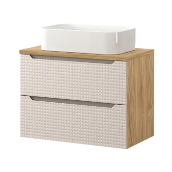 Set mobiler baie, dulap cu lavoar, 80 cm  S Un Kati, Luxor Beige, Comad, MDF/PAL laminat, stejar imagine