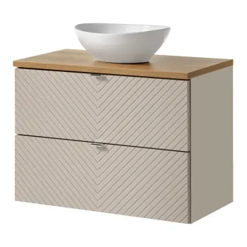Set mobiler baie, dulap cu lavoar, 80 cm S Un Lola, Viva Cashmere Oak, Comad, MDF/PAL laminat, casmir mat imagine