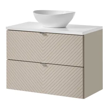 Set mobiler baie, dulap cu lavoar, 80 cm S Un Lola, Viva Cashmere White, Comad, MDF/PAL laminat, casmir mat imagine
