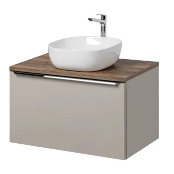 Set mobiler baie, dulap cu lavoar, 80 cm, Santa Fe Taupe, Comad, MDF/PAL laminat, gri/stejar santa fe vintage imagine