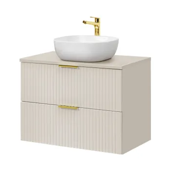 Set mobiler baie, dulap cu lavoar, 80 cm Smile, Adel Cashmere, Comad, MDF/PAL laminat, casmir mat imagine