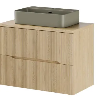 Set mobiler baie, dulap cu lavoar, 80 cm Trust, Nordic Cremona, Comad, MDF/PAL laminat, stejar cremona imagine