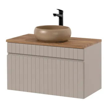 Set mobiler baie, dulap cu lavoar, 80 cm Wiki, Iconic Cashmere, Comad, MDF/PAL laminat, casmir mat imagine