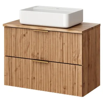 Set mobiler baie, dulap cu lavoar, 80 cm Wotan, Adel Oak, Comad, MDF/PAL laminat, stejar wotan imagine