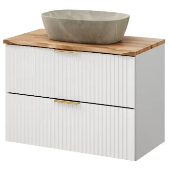 Set mobiler baie, dulap cu lavoar, 80 cm Wotan Anna, Adel White, Comad, MDF/PAL laminat, alb mat imagine