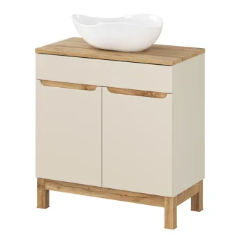 Set mobiler baie, dulap cu lavoar, 80 cm Wotan Cloud, Bali Cashmere, Comad, MDF/PAL laminat, casmir mat imagine