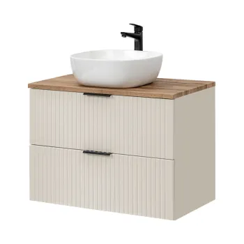 Set mobiler baie, dulap cu lavoar, 80 cm Wotan Smile, Adel Cashmere, Comad, MDF/PAL laminat, casmir mat imagine