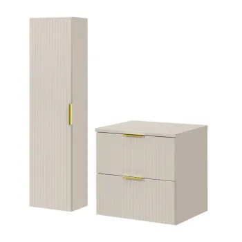 Set mobilier baie Adel Cashmere 60 cm, dulap inalt si masca lavoar, Comad, MDF/PAL, casmir imagine