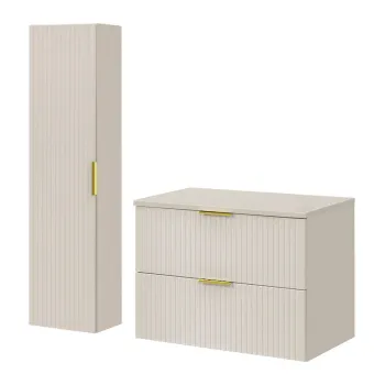 Set mobilier baie Adel Cashmere 80 cm HC, dulap inalt si masca lavoar, Comad, MDF/PAL, casmir imagine