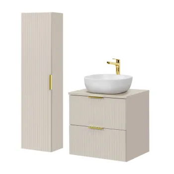Set mobilier baie Adel Cashmere Smile 60 cm, dulap inalt si masca cu lavoar, Comad, MDF/PAL, casmir imagine