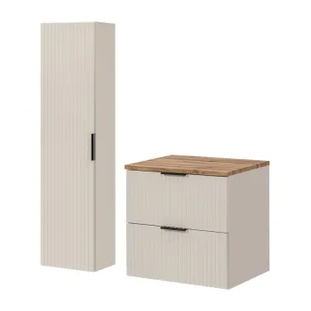 Set mobilier baie Adel Cashmere Wotan 60 cm HC, dulap inalt si masca lavoar, Comad, MDF/PAL, casmir imagine