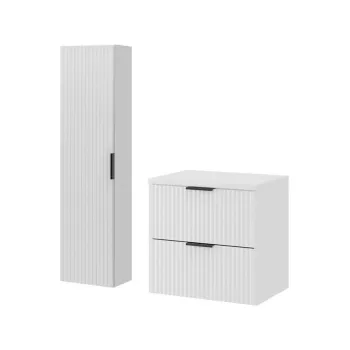 Set mobilier baie Adel White 60 cm HC, dulap inalt si masca lavoar, Comad, MDF/PAL, alb mat imagine