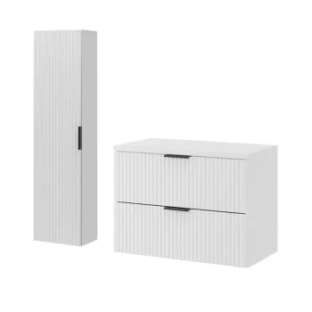 Set mobilier baie Adel White 80 cm HC, dulap inalt si masca lavoar, Comad, MDF/PAL, alb mat imagine