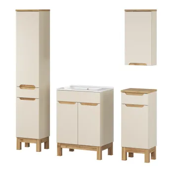 Set mobilier baie Bali Cashmere Lava 60 cm HC LC, dulapuri si masca cu lavoar, Comad, MDF/PAL, casmir imagine