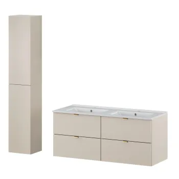 Set mobilier baie Dalia Cashmere Lava 120 cm , dulap inalt si masca dubla lavoar, Comad, PAL, casmir imagine
