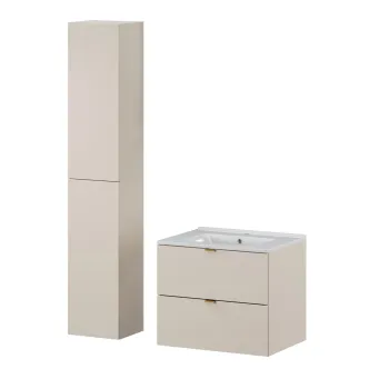 Set mobilier baie Dalia Cashmere Lava 60 cm WH HC, dulap inalt si masca lavoar, Comad, PAL, casmir imagine