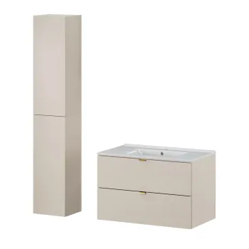 Set mobilier baie Dalia Cashmere Lava 80 cm , dulap inalt si masca lavoar, Comad, PAL, casmir imagine